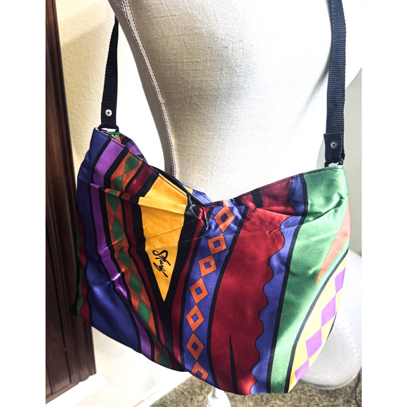 Sharif Handbags - Sharif Couture Silk Bag Purse colorful vintage 90s shoulder rainbow